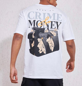 MEN WHITE CRIME & MONEY TSHIRT