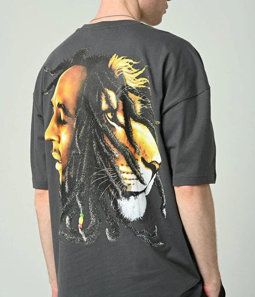 MEN BLACK BOB MARLEY LION TSHIRT