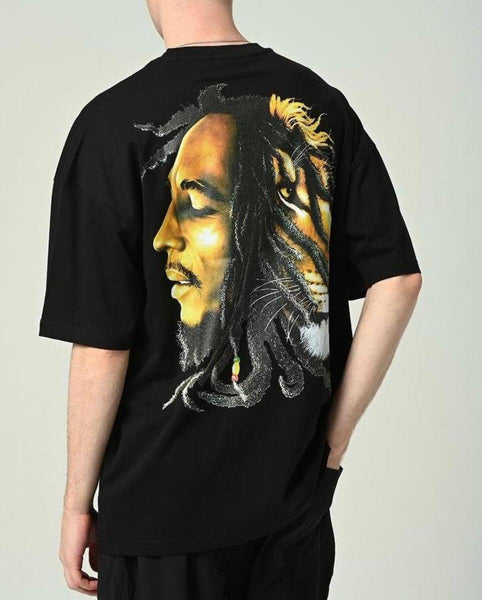 MEN BLACK BOB MARLEY LION TSHIRT