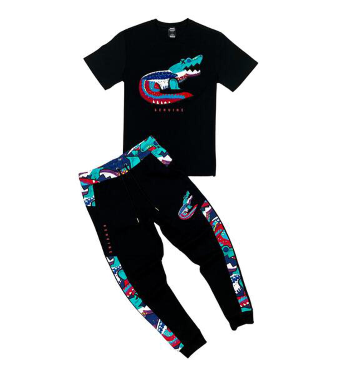 MEN BLACK MULTI COLOR Gator T-shirt Jogger Set