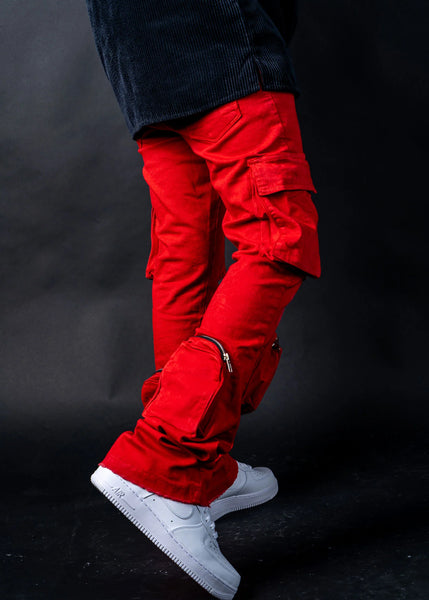 MEN RED MULIT POCKETS STACK 95 DENIM JEANS