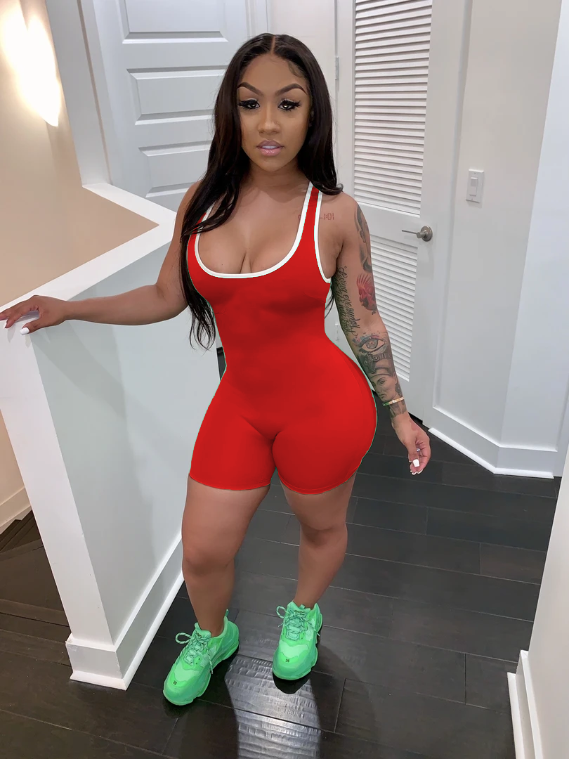 Red Short casual sports Romper