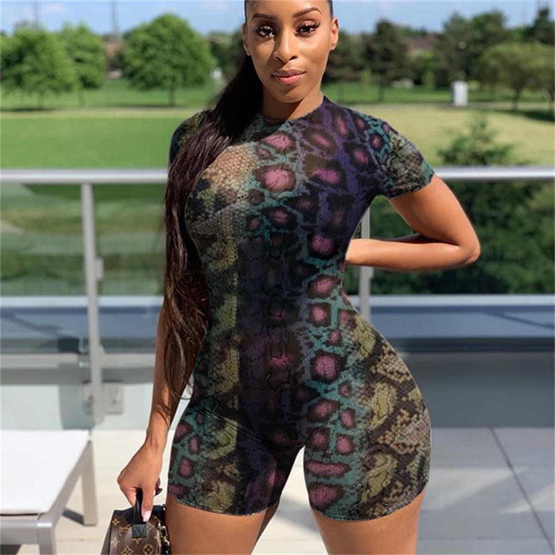 Sexy printed snakeskin stripe casual Romper