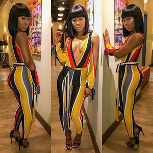 multi color sexy deep v jumpsuit