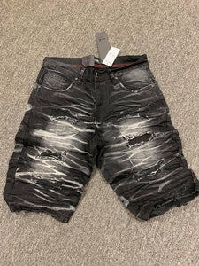 ARKE DARK BLACK DENIM MEN SHORTS DYED OUT