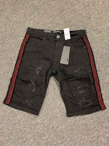 ARKE BLACK MEN SHORTS WITH SIDE RED BLING