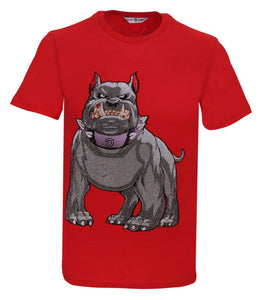 Men RED Big Dog Glitter T-shirt