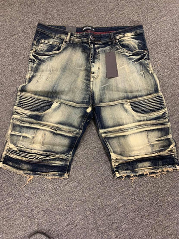 Plus Size Men Vintage Biker Pockets Shorts