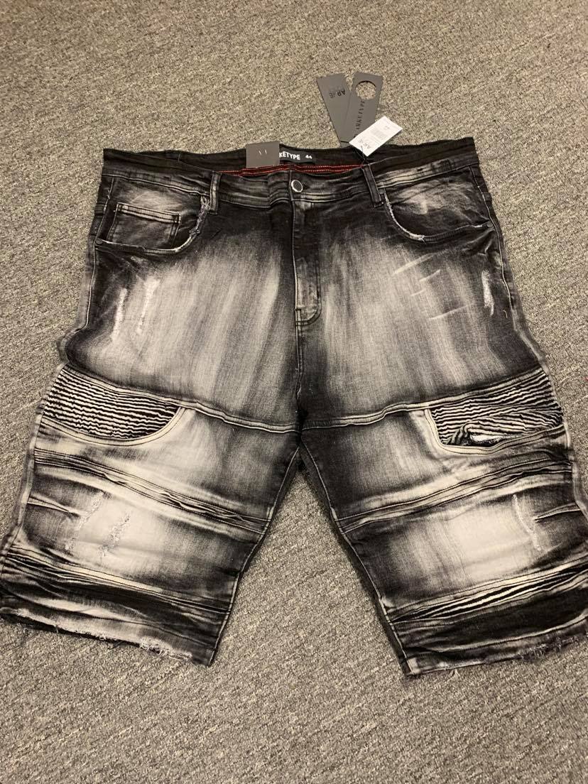 Plus Size Men Black Biker Pockets Shorts