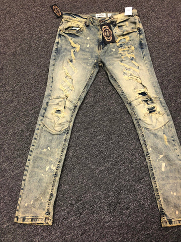 Mens Green Broken down Biker Jeans