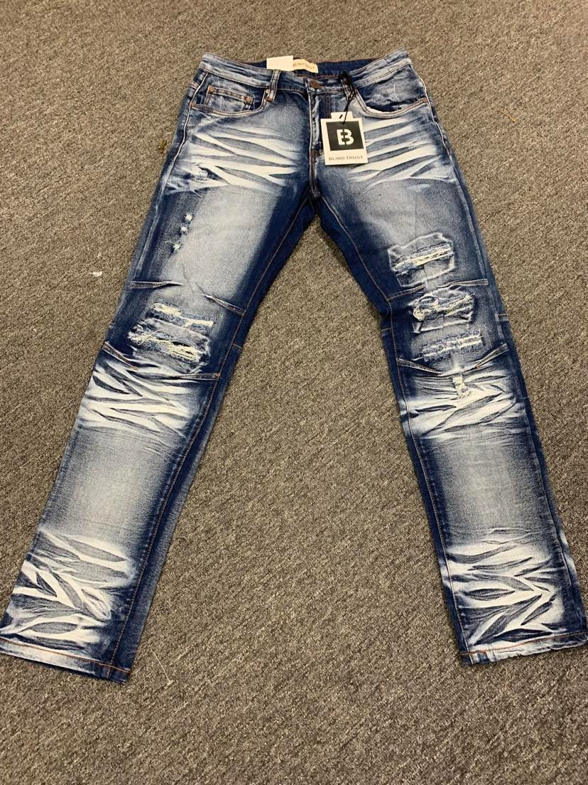 Men Distressed Blue Denim Jeans