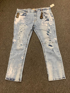 Men White Paint splash Jean Pants