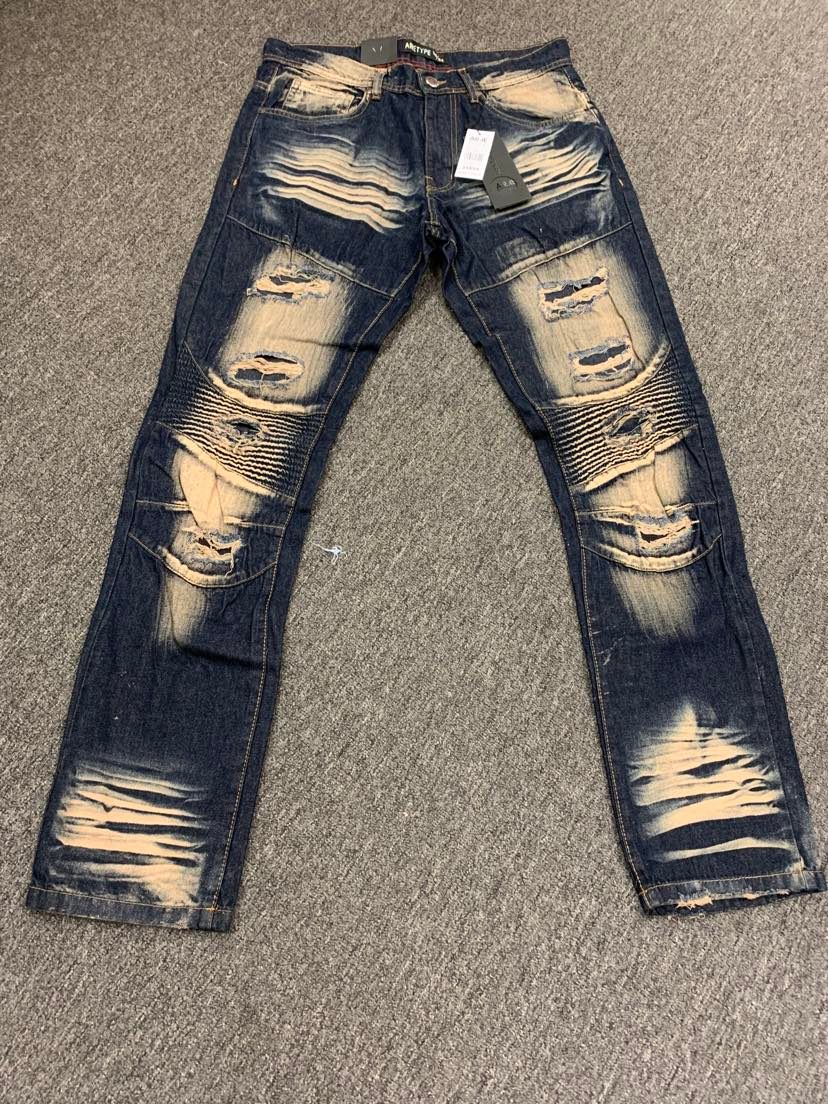 Mens Vintage Biker Denim Jeans