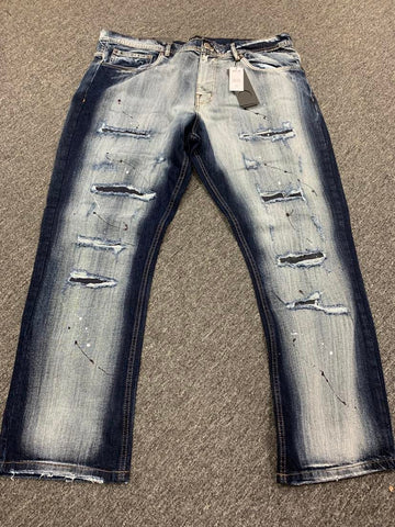 PLUS SIZE Mens Paint Splash Denim Jeans