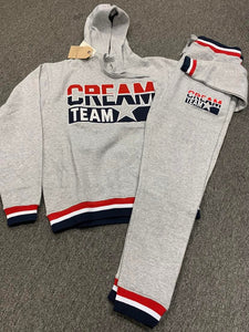 PLUS SIZE Gray Mens Cream Team Fleece Hoody Set
