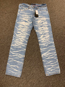 Mens Light Blue Crinkle wash Denim Jeans