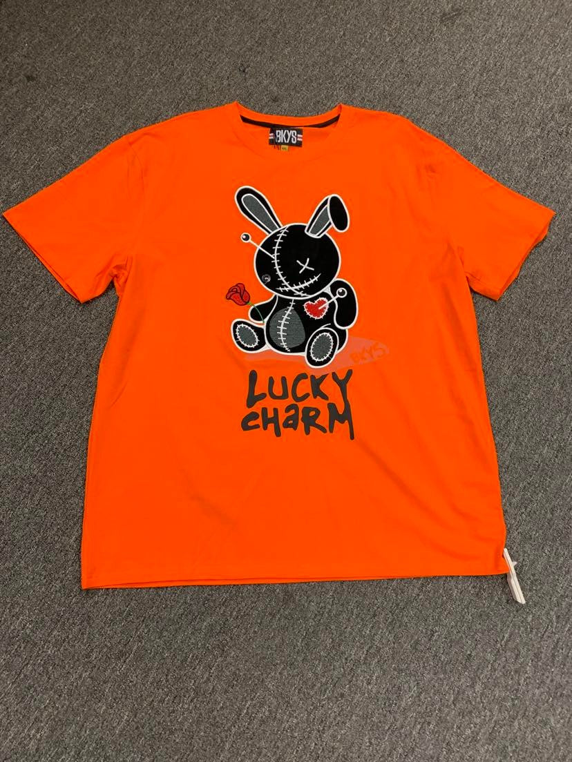 Men Big Size Orange/blk Lucy Charm Tshirt