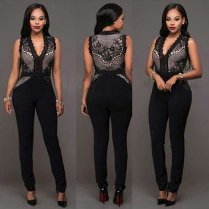 Elegant Black Detailed lace jumpsuit