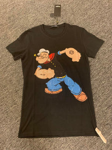 MENS BLACK RHINSTONE POPEYE TEE