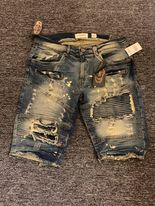 MEN LTL TINT VINTAGE DAMAGE DENIM JEAN SHORTS