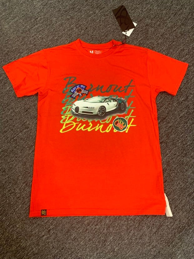 MENS RED BURN OUT TEE