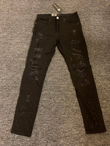 MEN BLACK DAMAGED PANTS