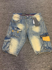 MEN VINTAGE/WHEAT DENIM WORLD OF CARGO SHORTS