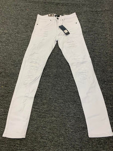 MEN WHITE DAMAGED PANTS