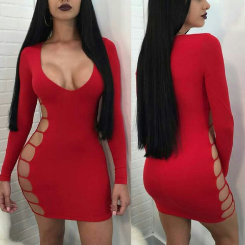 Sexy Sides Out Red Classy Dress