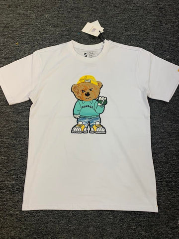 MENS WHITE TRAPPING BEAR TEE