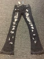 MEN BLACK DESTROYED STACK DENIM JEANS