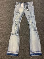 MEN LIGHT BLUE WASH STACK DENIM JEANS