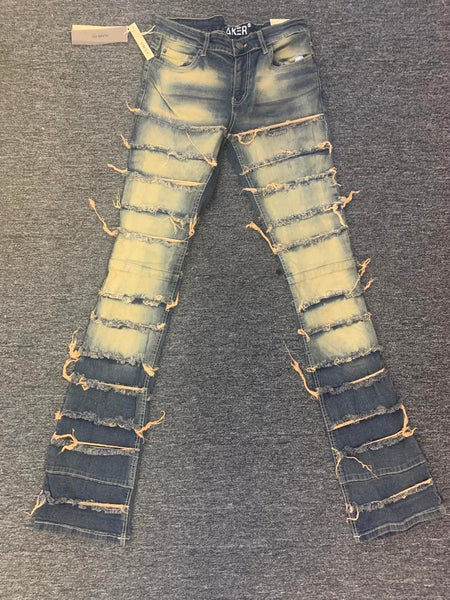 MEN VINTAGE BLUE STACKED DENIM JEANS