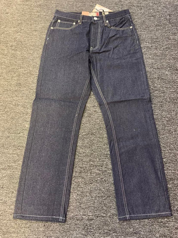 MEN PLAIN RAW INDIGO STRAIGHT FIT JEANS