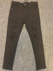 MEN JET BLACK PADDED DESTOYED PANTS