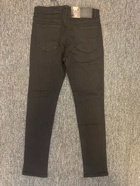 MEN JET BLACK PADDED DESTOYED PANTS