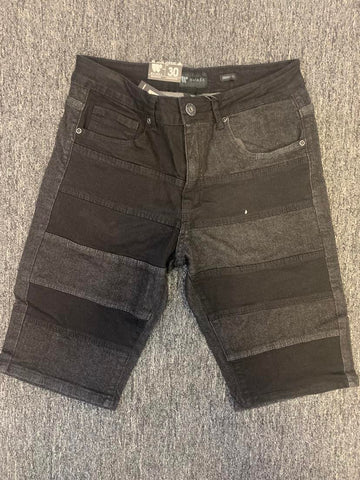 MEN BLACK COLOR BLOCK DEMIN SHORT