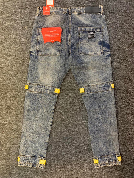 MEN VINTAGE YELLOW STRAP LAVISH DENIM JEANS