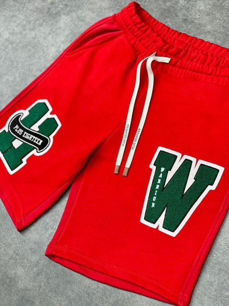 MEN RED WITH GREEN PATCHED W SHORTS