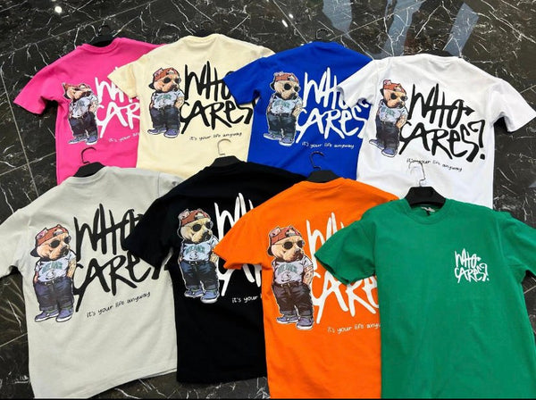 MEN BEIGE WHO CARES STREET BEAR TSHIRT