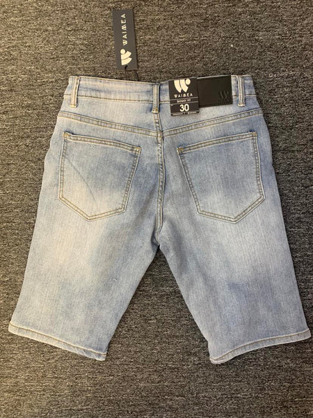 MEN BLUE WASH DESTROYED SHORTS