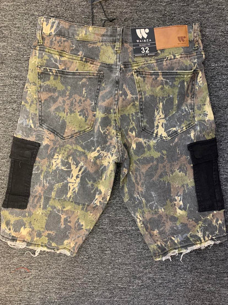 MEN CAMO STYLE WTH BLACK SIDE CARGO POCKETS SHORTS