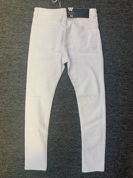 MEN WHITE DISTRESS TWILL PANTS