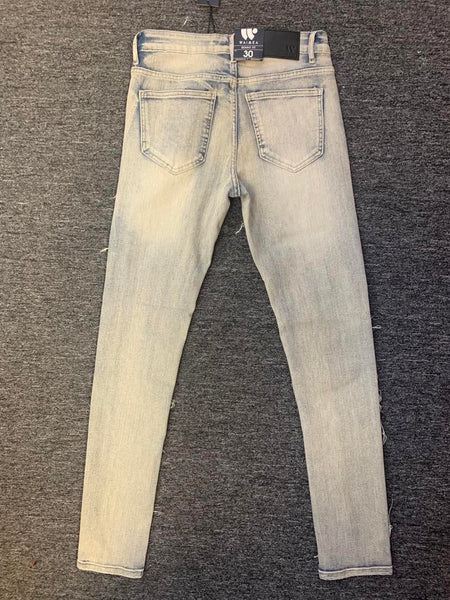 MEN ANTIQUE WASH DISTRESS LINES DENIM JEANS