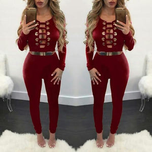 Burgundy deep v neck detailed jumpsuit