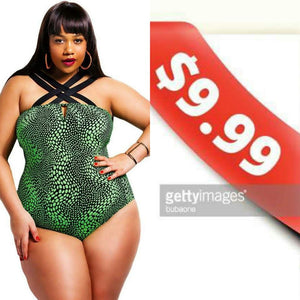 Sexy Plus size green one piece swimsuit