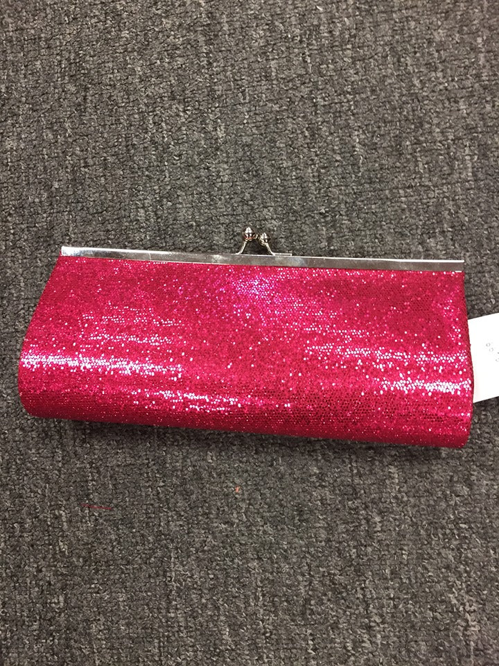 Large pink glittery clutch