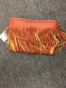 Brown fringes clutch pocketbook