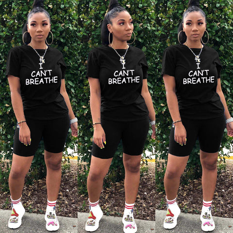 Can't breath Two piece casual sports print set