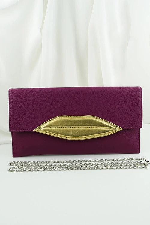 Purple cute Lip kiss Clutch